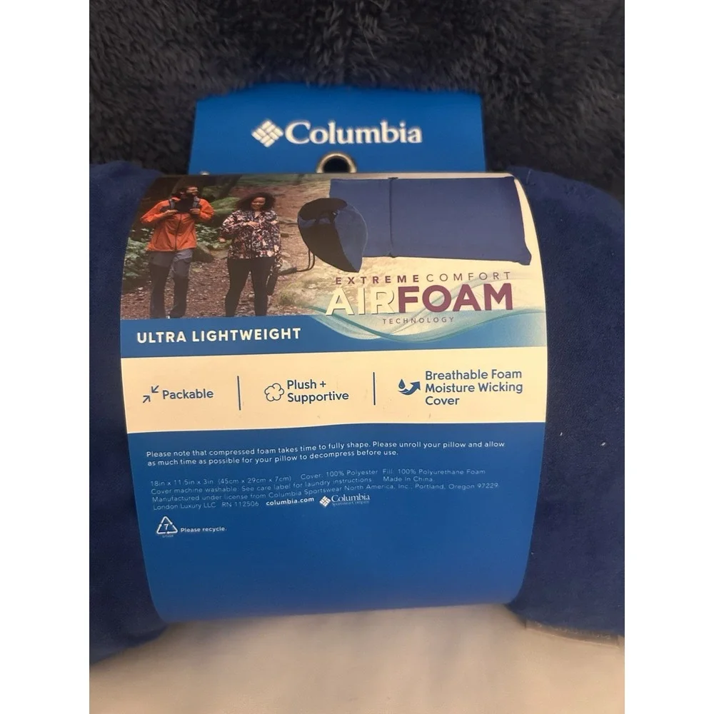 Columbia Ultra Lightweight Compressible Camping Pillow Travel Backpacking 18x11